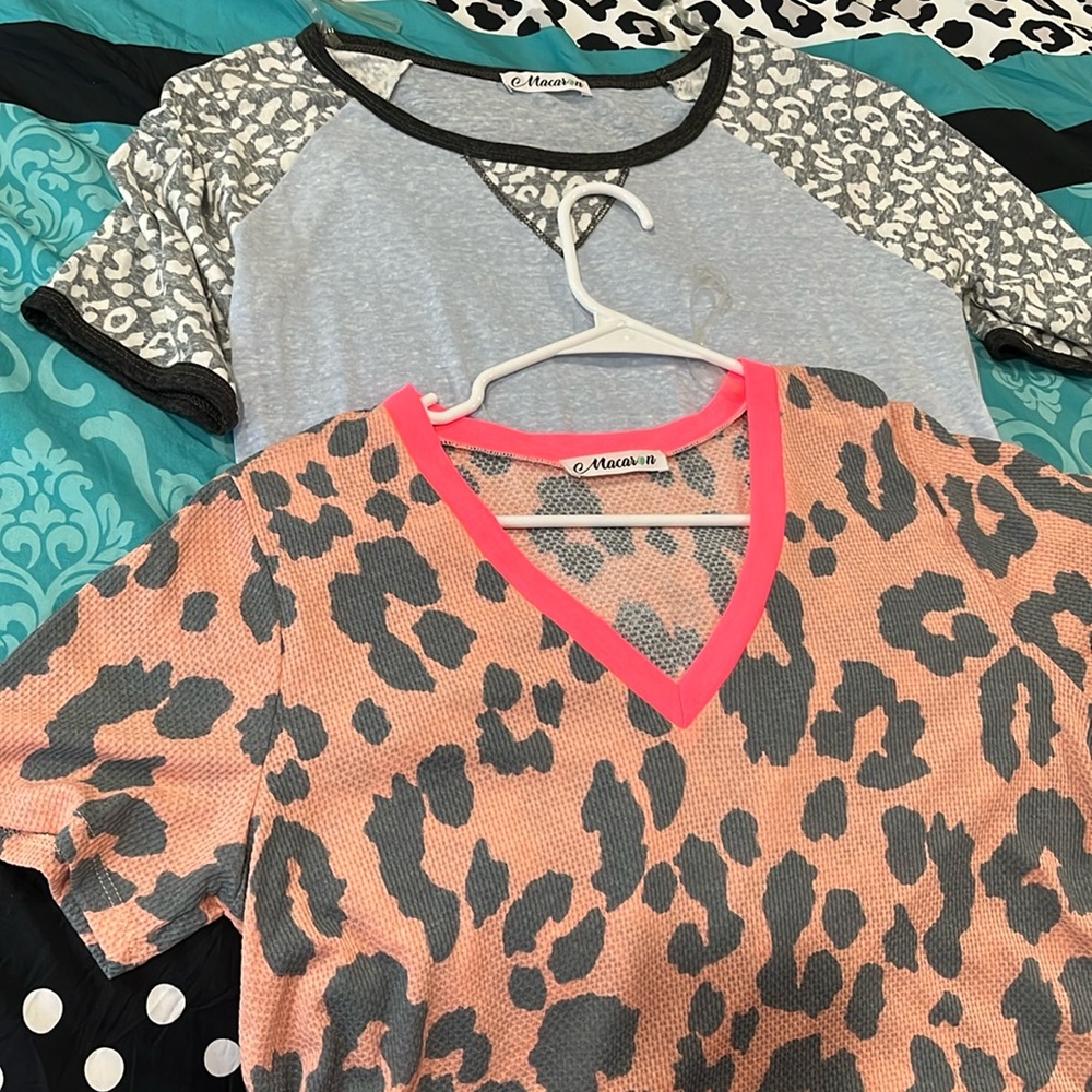 Two leopard printed tees by Bibi